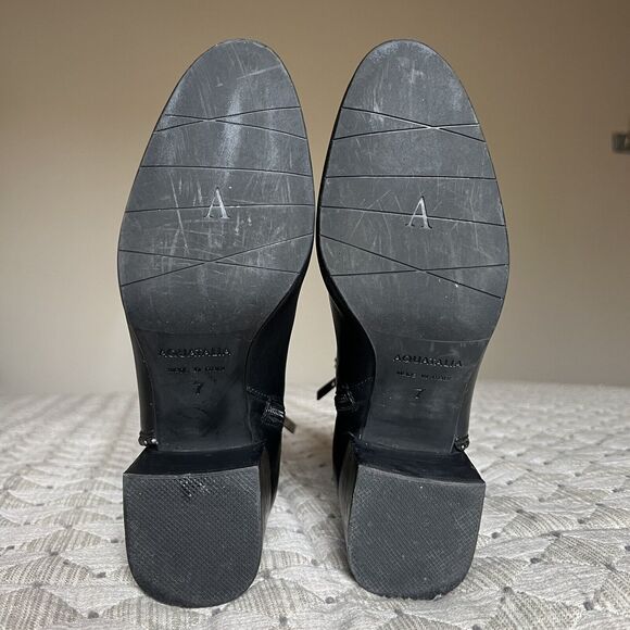 Aquatalia Black Leather Block Heel Studded Ankle Boot w/ Zip Size 7 ($550 New) - Picture 15 of 16